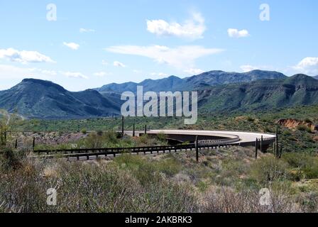 Highway near Roosevelt Lake in Arizona Stock Photo