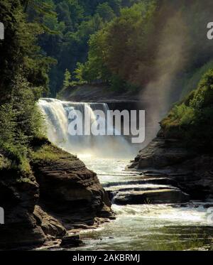 The Upper Waterfalls at Letchworth State Park in upstate New York Stock Photo