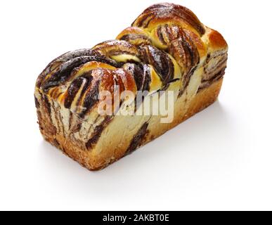 homemade chocolate babka, swirl brioche with chocolate Stock Photo