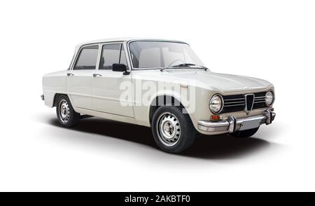 Classic Italian family car isolated on white Stock Photo