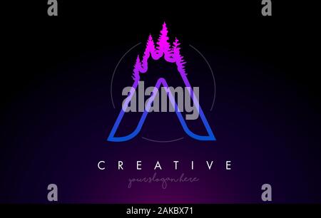 Creative O Letter Logo Idea With Pine Forest Trees. Letter O Design ...