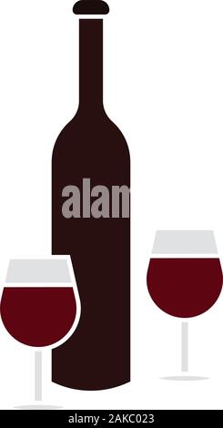 Winw bottle with cups Stock Vector