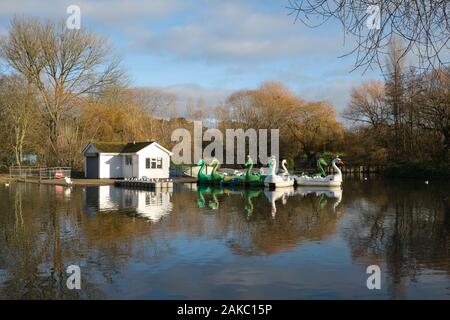 Waterscapes around a Man made lake in Hertfordshire for fishing and other water sports and habitat for much wildlife native to the UK Stock Photo