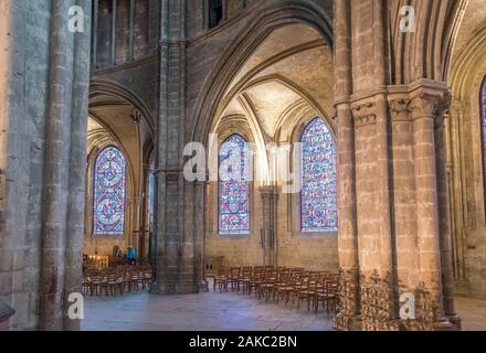 France, Cher, Bourges, St Etienne cathedral, listed as World Heritage by UNESCO, stained glass (13th century) around the ambulatory Stock Photo