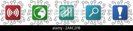 Set of earth, wifi and office icons for webdesign and mobile applications, cpu, chip concept vector illustration Stock Vector