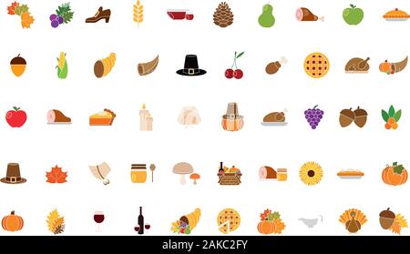 Set of thanksgiving icons Stock Vector