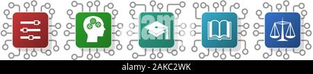Set of education, university, college and school icons for webdesign and mobile applications, cpu, chip concept vector illustration Stock Vector