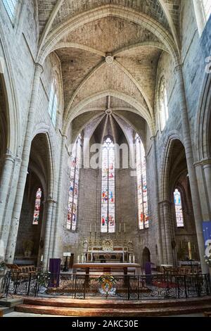 France, Herault, Clermont l'Herault, Nave of St. Paul Church Stock Photo