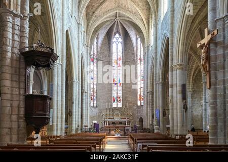 France, Herault, Clermont l'Herault, Nave of St. Paul Church Stock Photo