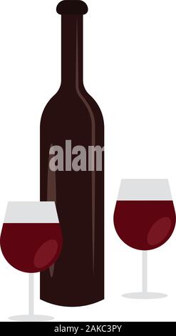 Winw bottle with cups Stock Vector