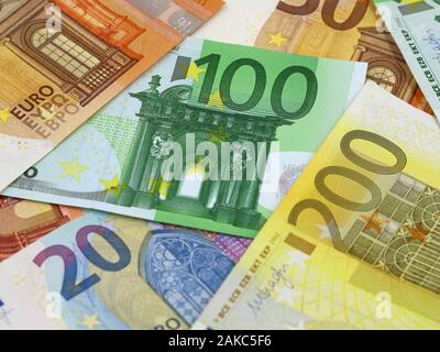 close up of euro banknotes as a background Stock Photo