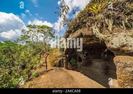 Ecuador, Galapagos Archipelago, listed as World Heritage by UNESCO, Santa Maria Island (Floreana), Tuff Rock, Asilo de la Paz, Highlands of Floreana Stock Photo