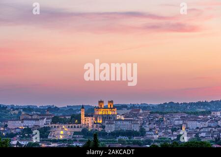 France, Gers, Auch, stop on El Camino de Santiago, general view of the old town at dusk