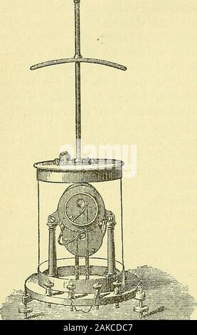 An international system of electro-therapeutics : for students, general practitioners, and specialists . ^which the needles are surrounded; this latter arrangement, within certainlimits, increases the effect of feeble currents with which we have to dealupon the needle. One of the best galvanometers is that of Sir Wm.Thompson (Fig. 1). The principle upon which this instrument is con-structed is the same as that of the ordinary galvanometer. Its supe-riority as an apparatus for refined physiological research lies in the factthat the needles, of which there are two sets, an upper and a lower, are Stock Photo