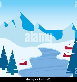 Beautiful winter landscape Stock Vector