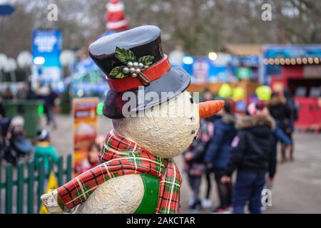 Winter wonderland hyde park,plastic artificial snowman Stock Photo