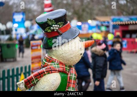 Winter wonderland hyde park,plastic artificial snowman Stock Photo