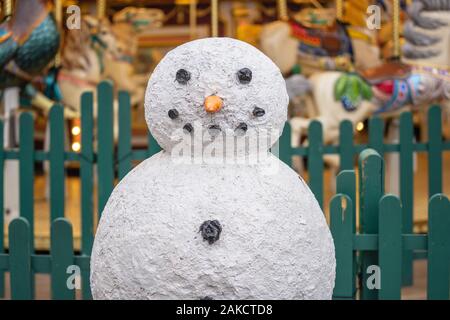 Winter wonderland hyde park,plastic artificial snowman Stock Photo