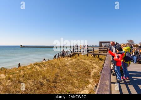 Hel, Poland - May 1, 2017: Seaside promenade in the city of Hel with a view of the Baltic Sea Stock Photo
