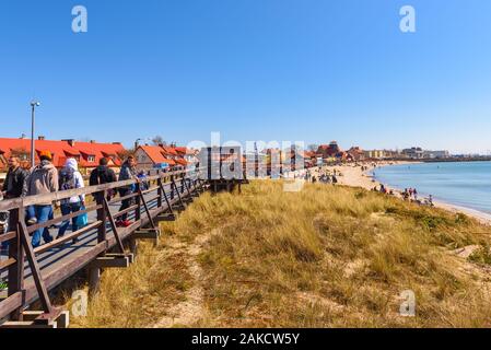 Hel, Poland - May 1, 2017: Seaside promenade in the city of Hel with a view of the Baltic Sea Stock Photo