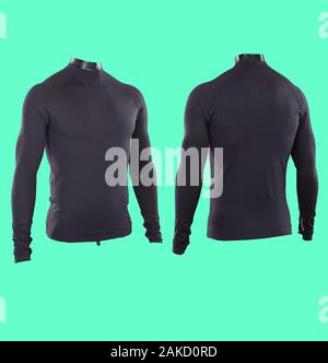 Blue long sleeved t-shirt mock up, front and back view, isolated. Male  model wear plain navy blue shirt mockup. Long sleeve shirt design template.  Bla Stock Photo - Alamy