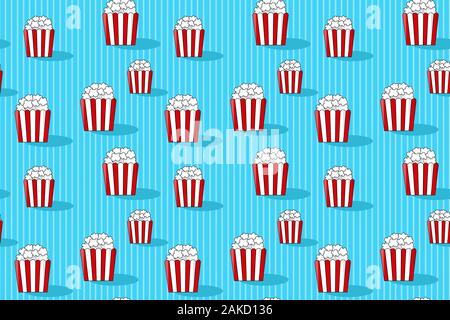 Popcorn. Seamless pattern with popcorn pack. Hand-drawn background. Stock Vector