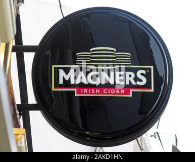 Torremolinos, Spain. 8th Jan, 2020. Magners of Ireland Brewery sign seen outside a bar in Costa del Sol. Credit: Keith Mayhew/SOPA Images/ZUMA Wire/Alamy Live News Stock Photo