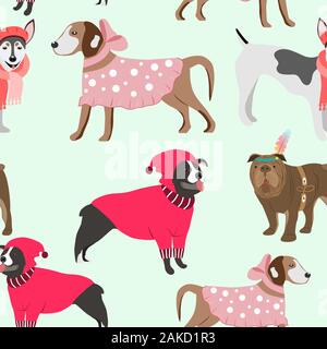 Childish seamless pattern with hand drawn dogs. Stock Vector