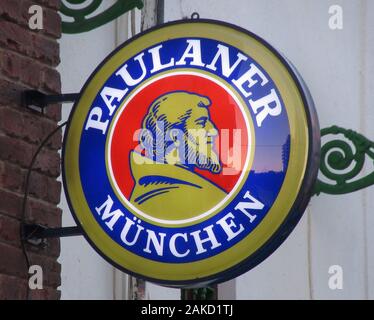 Torremolinos, Spain. 8th Jan, 2020. Paulaner Munchen of Germany Beer sign seen outside a bar in Costa del Sol. Credit: Keith Mayhew/SOPA Images/ZUMA Wire/Alamy Live News Stock Photo