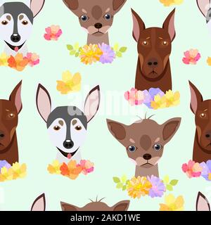 Childish seamless pattern with hand drawn dogs. Stock Vector