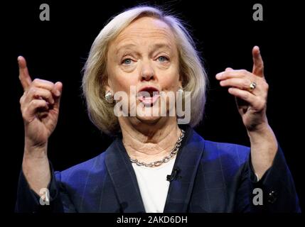 Las Vegas, United States. 08th Jan, 2020. Quibi's Meg Whitman speaks on stage during a Keynote address at the 2020 International CES, at the Park MGM Theatre in Las Vegas, Nevada on Tuesday, January 8, 2020. Photo by James Atoa/UPI Credit: UPI/Alamy Live News Stock Photo