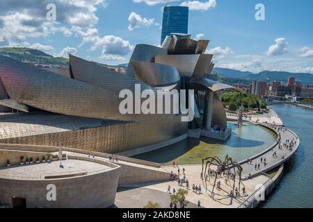 A view of the modern building of Guggenheim museum  in Bilbao, Spain