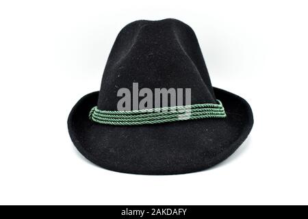Traditional bavarian mens Oktoberfest hat isolated on white background Stock Photo