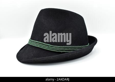 Traditional bavarian mens Oktoberfest hat isolated on white background Stock Photo