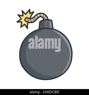 Black bomb design icon illustration isolated on white Stock Vector