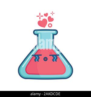 kawaii sad valentine love potion illustration isolated on white Stock Vector