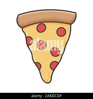 slice pepperoni pizza design icon illustration isolated on white Stock Vector