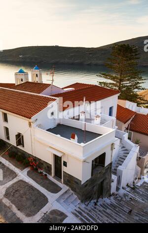 Chora of Andros island early in the morning. Stock Photo