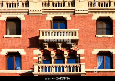 Heritage balcony along the street in Milan city center Stock Photo