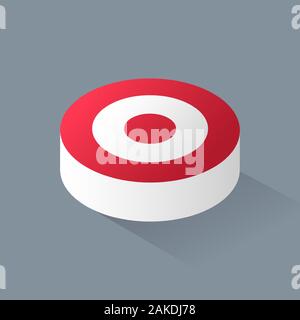 Red target or podium vector icon. Isometric red target arrow vector icons for web design isolated on gray background. Stock Vector