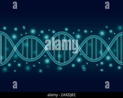 Medical illustration of the strand of luminous DNA. Scientific genetic concept of the DNA chain Stock Photo