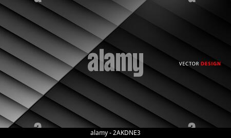 abstract vector background. line shadow and light with gradient gray black. New texture for your design. Stock Vector