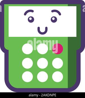 calculator cartoon design, Kawaii school expression cute character funny and emoticon theme Vector illustration Stock Vector