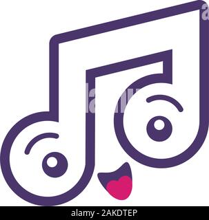 Music note cartoon design, Kawaii expression cute character funny and emoticon theme Vector illustration Stock Vector