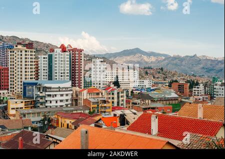 La Paz, Bolivia - April 2019 Cityscape of La Paz in Bolivia Stock Photo