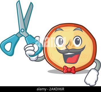 Smiley Funny Barber apple chips cartoon character design style Stock Vector