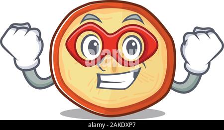 Smiley mascot of apple chips dressed as a Super hero Stock Vector