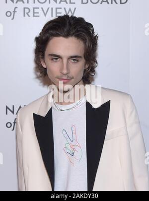 New York, USA. 08th Jan, 2020. NEW YORK, NEW YORK - JANUARY 08: Timothée Chalamet attends The National Board of Review Annual Awards Gala at Cipriani 42nd Street on January 08, 2020 in New York City. Photo: Jeremy Smith/imageSPACE Credit: Imagespace/Alamy Live News Stock Photo