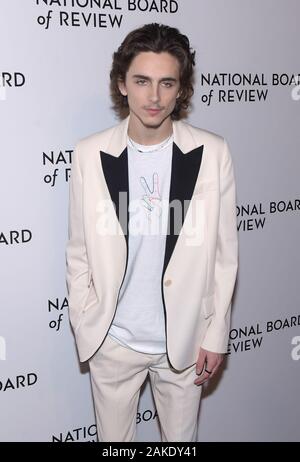 New York, USA. 08th Jan, 2020. NEW YORK, NEW YORK - JANUARY 08: Timothée Chalamet attends The National Board of Review Annual Awards Gala at Cipriani 42nd Street on January 08, 2020 in New York City. Photo: Jeremy Smith/imageSPACE Credit: Imagespace/Alamy Live News Stock Photo