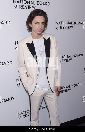 NEW YORK, NEW YORK - JANUARY 08: Timothée Chalamet attends The National Board of Review Annual Awards Gala at Cipriani 42nd Street on January 08, 2020 in New York City. Photo: Jeremy Smith/imageSPACE/MediaPunch Stock Photo